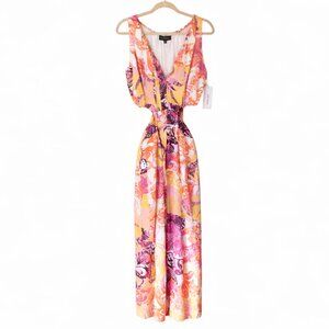 Eloquii Pink Yellow Cutout Wide-Leg Jumpsuit Size 18 NWT Resort Cruise Vacation